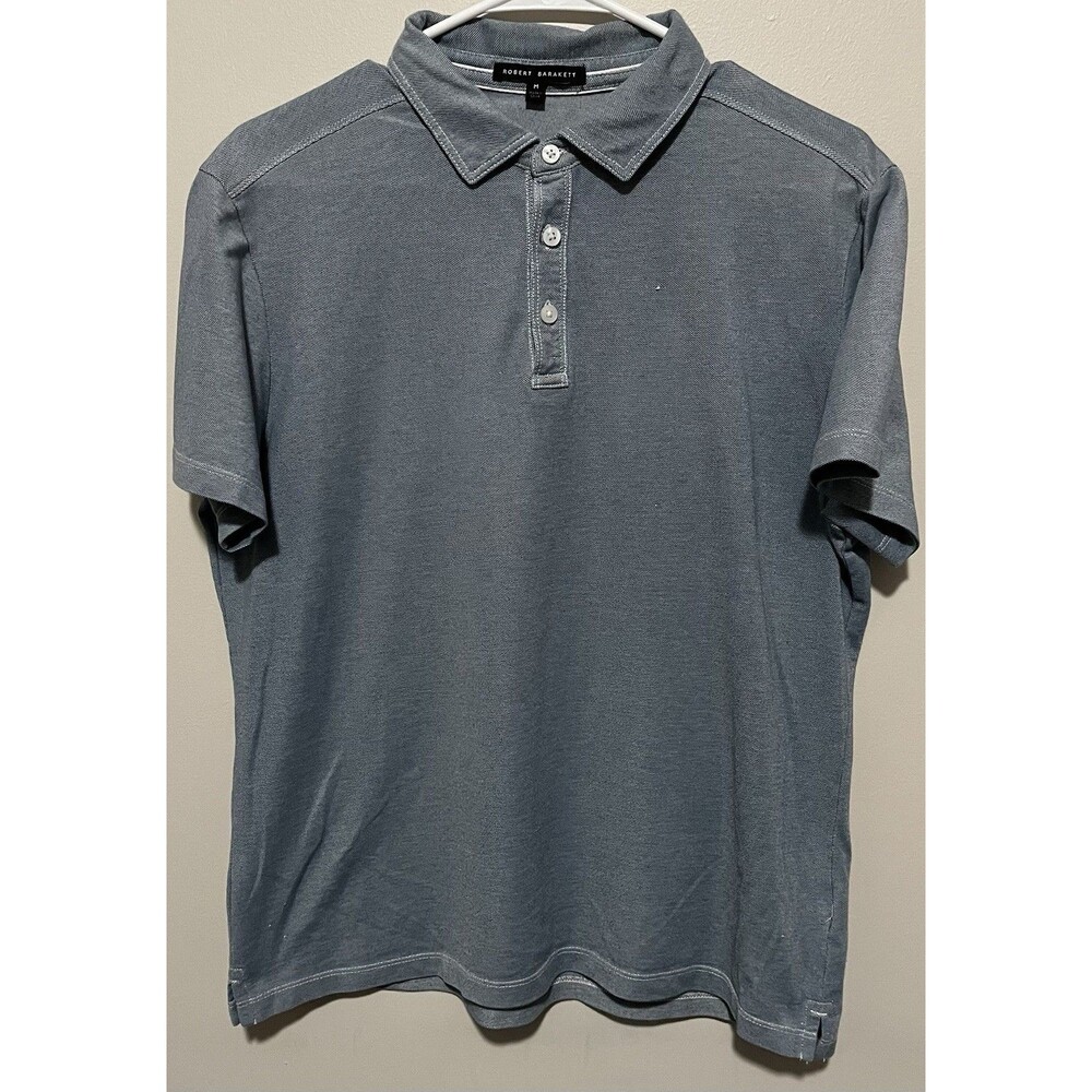 Robert Barakett Casual Polo Shirt Men's M Woven Cotton Montreal Short Sleeve
